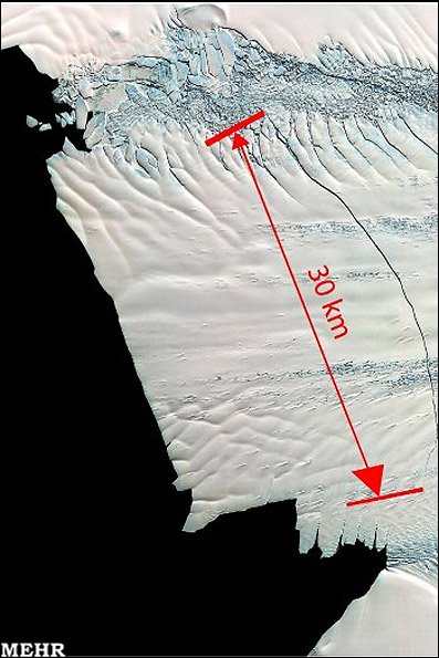 شناسایی یک ترک 30 کیلومتری در بزرگترین آیسبرگ قطب جنوب